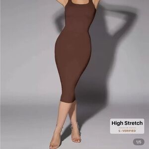 Brown Sleeveless Bodycon Dress
